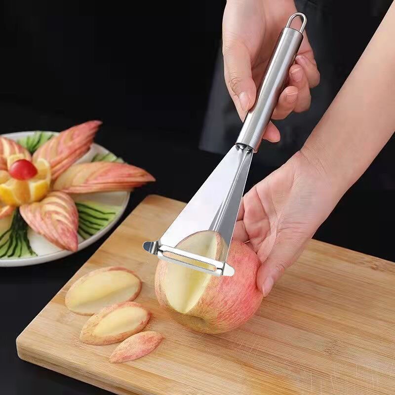 Stainless Steel Triangle Fruit Carving Knife Fruit Platter Artifact Triangle Vegetable Knife Non-slip Carving Blade Kitchen Tool