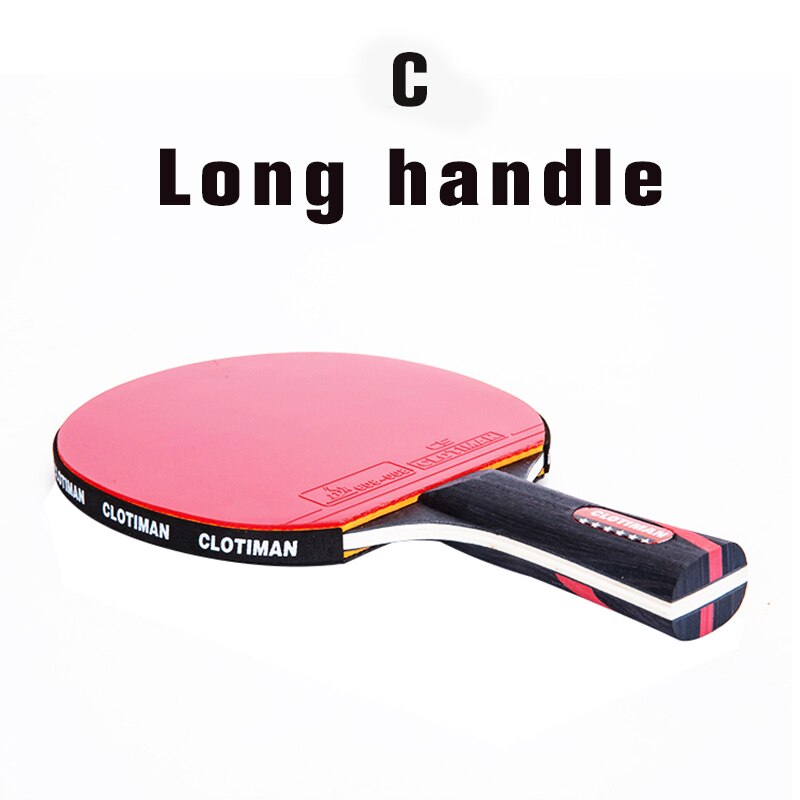 Carbon Bat Tafeltennis Racket Met Rubber Pingpong Paddle Korte Handvat Tennis Tafel Rackt Lange Handvat Offensief: C long handle