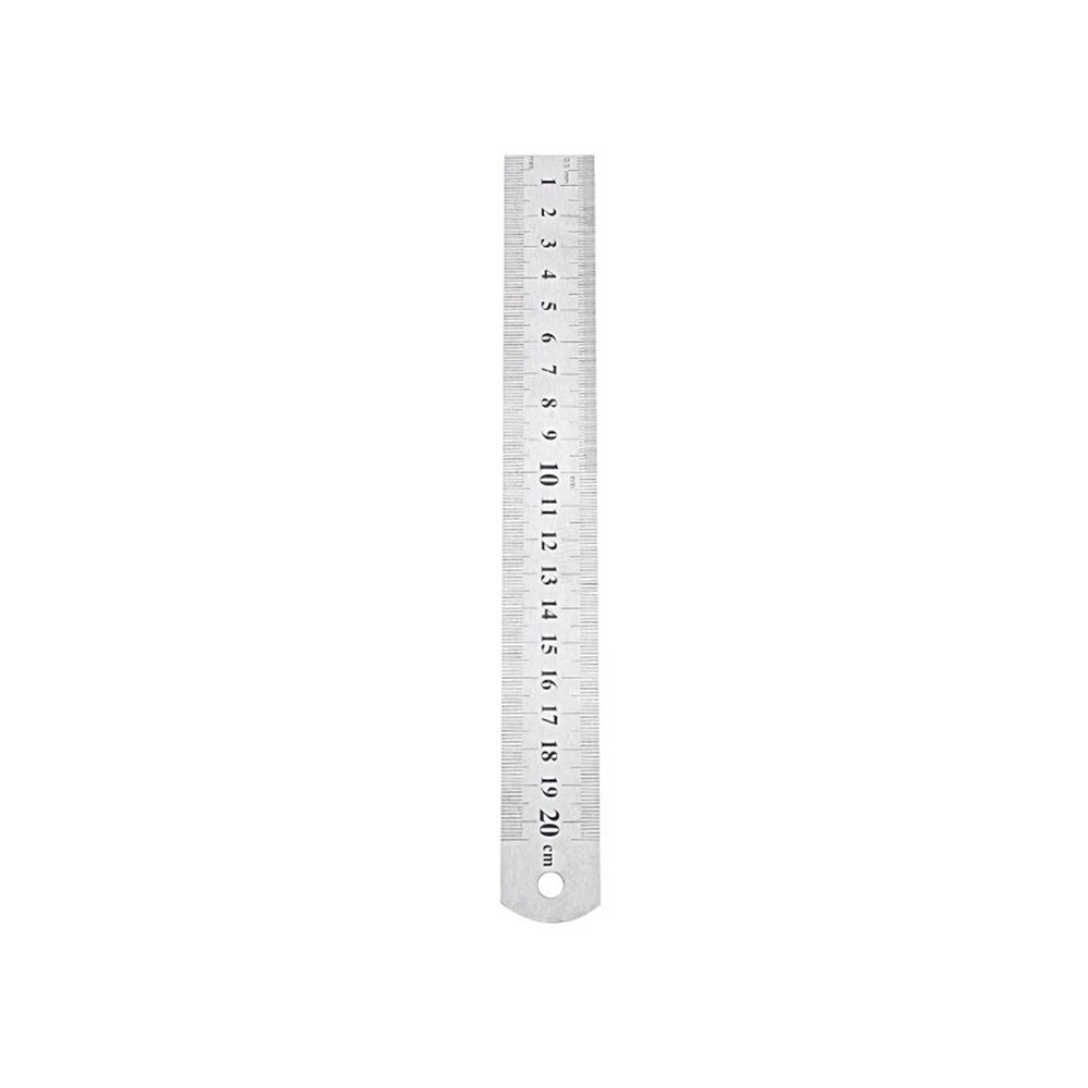 2Pcs Double Side Schaal Metalen Liniaal Precisie Roestvrij Stalen Rechte Ruler Meten School Office Tekenmaterialen 0.5Mm: 1X 20cm