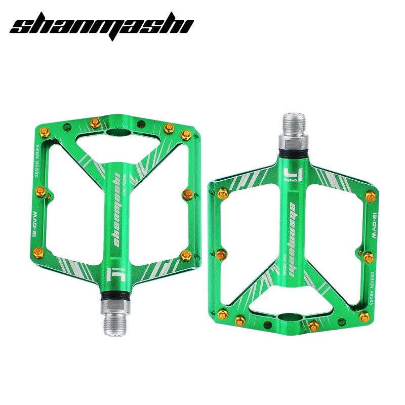 SMS S1 Fahrrad Pedale 8 Lagerbier Breite Nicht-Unterhose Luftfahrt Aluminium Legierung Fahrrad Pedal Ultra-dünne MTB Pedal Mit Fesseln: Grün