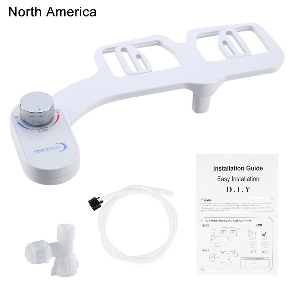 Boquilla para lavado retráctil con bidé limpiador automático con tubo accesorio para asiento de inodoro Spray de agua mecánico no eléctrico para Baño: North America
