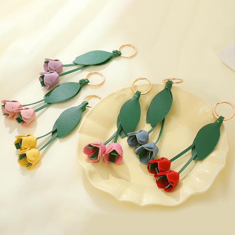 Elegante lederen accessoire handgemaakte lederen bloemen Ringen met de hand versierd Hangeraccessoire voor gebruik Gewone sleutelgereedschap