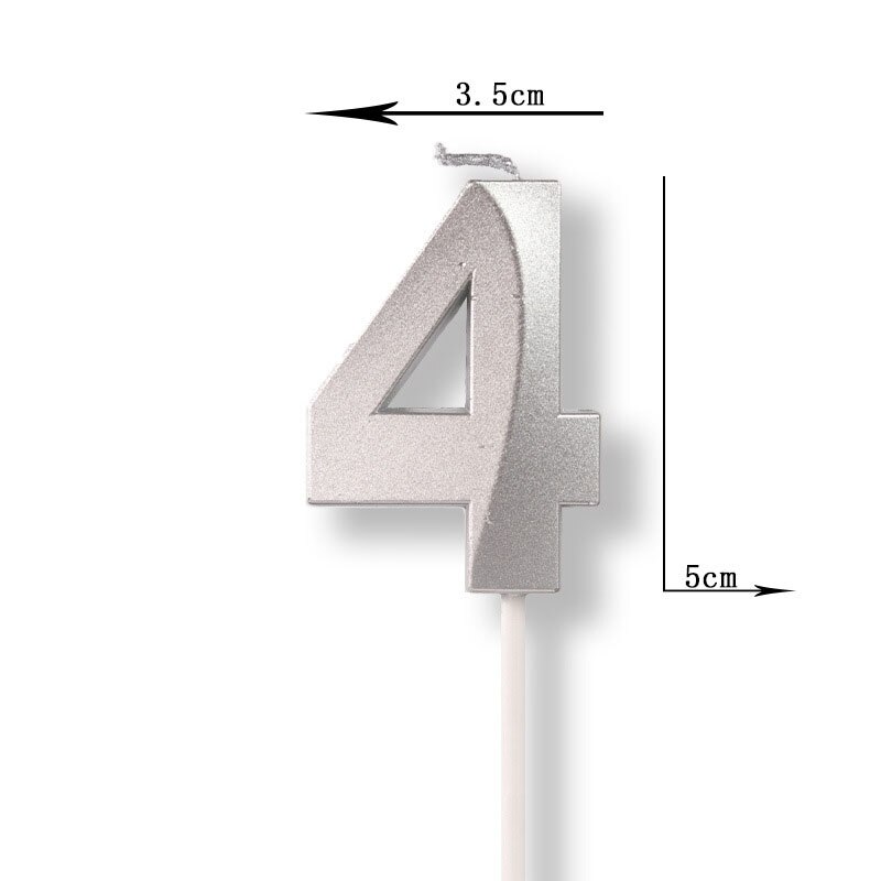 Gold Silver Number Candles Party Cake Topper Candle Kids Baby Birthday Anniversary Party Decoration: Silver Number 4