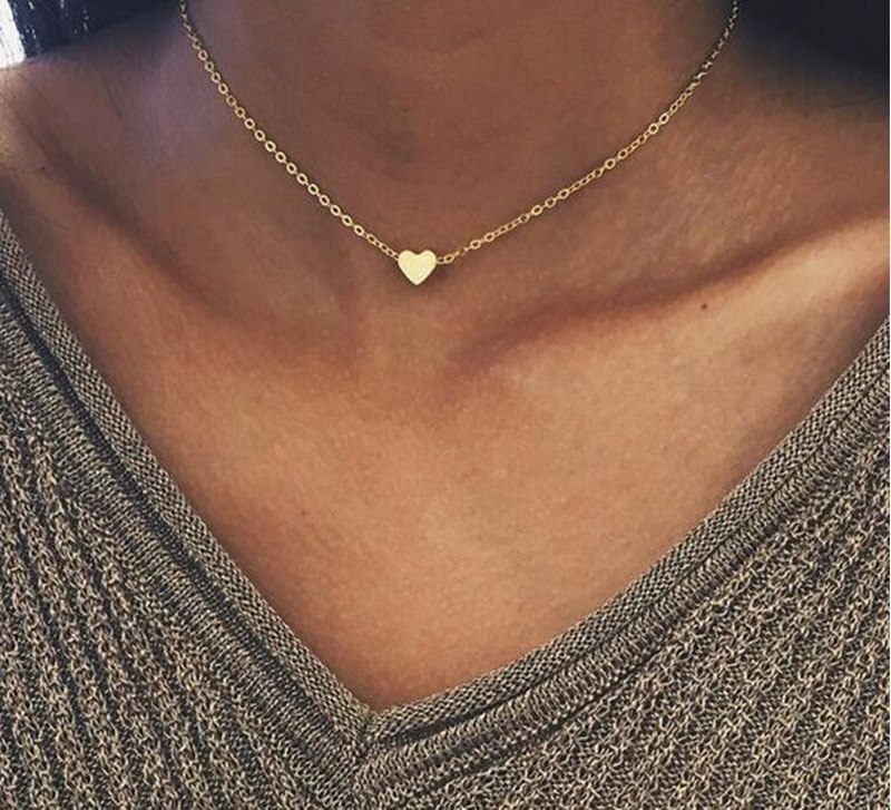 Femme Chocker Gouden/Zilver Kleur Ketting Ster Hart Maan Choker Ketting Sieraden Collana Kolye Bijoux Collares Mujer Collier: Heart Gold