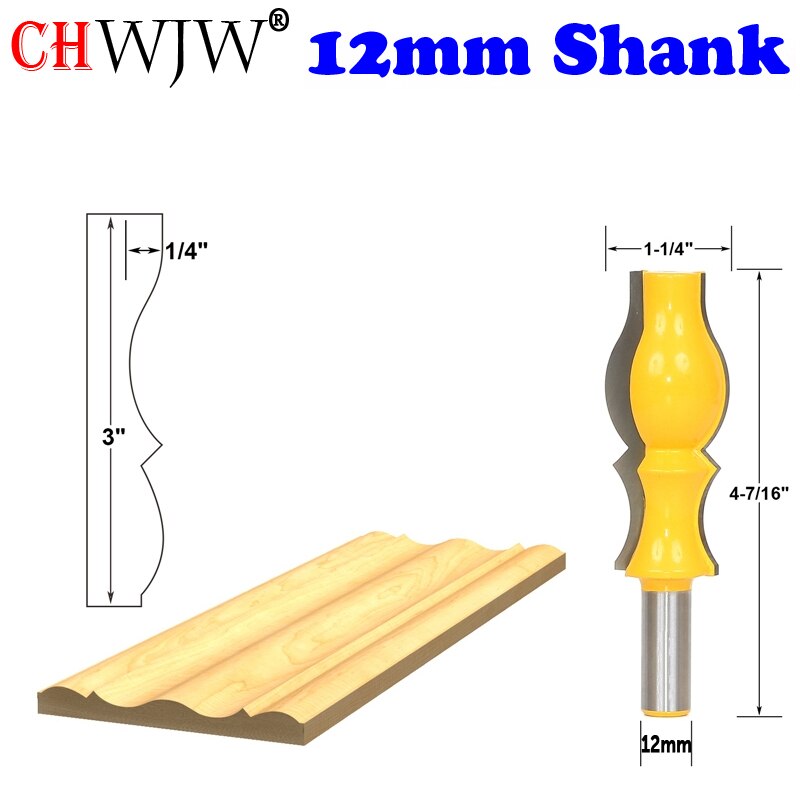 CHWJW 1PC 12mm Shank Reversible Crown Molding Router Bit Set Line knife Door knife Tenon Cutter for Woodworking Tools: 16151-12mmShank