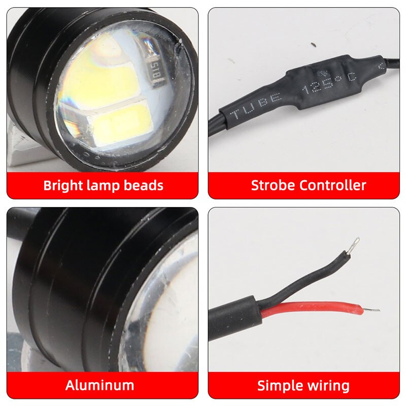 1 par de luces estroboscópicas para motocicleta, ojo de águila, luz de circulación diurna para motocicleta, faro antiniebla, accesorios para motocicleta