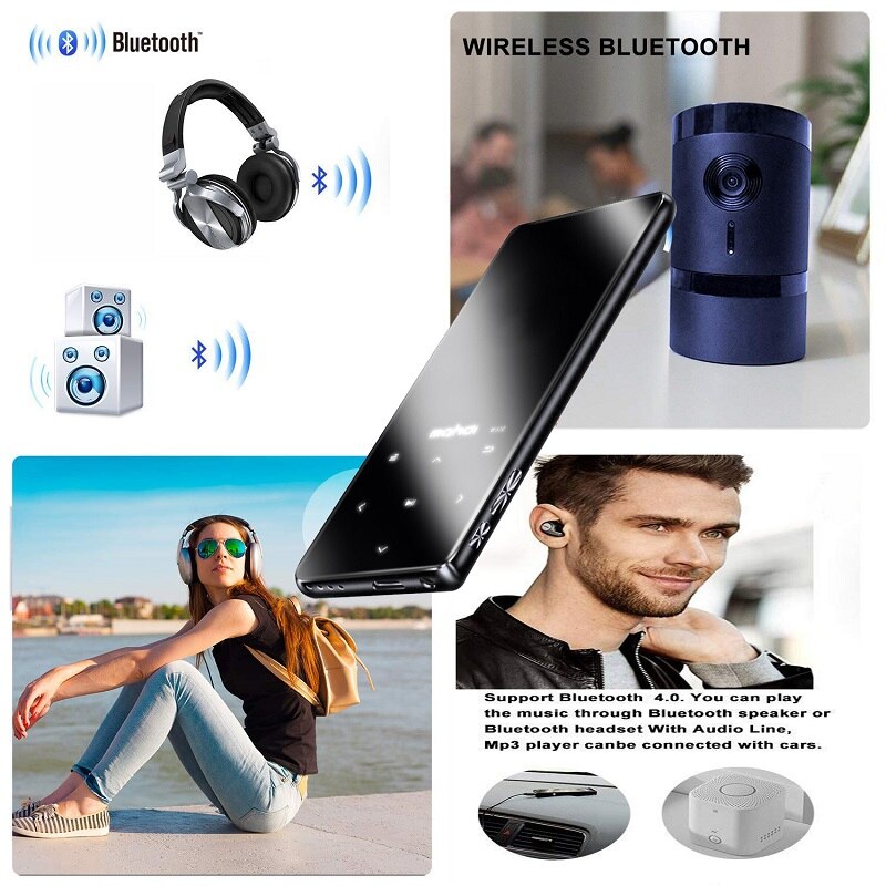 MP4 Player with Bluetooth 4.2, Touch Buttons with 2.4 inch Screen 8GB Portable Lossless Digital Player with FM Radio Mp4 player