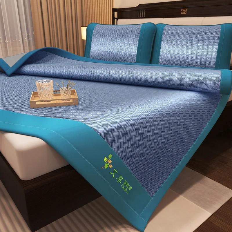 WASART Zomer koolstof lichte vezels 1800D koeling airconditioning slaapmat koel gevoel koud laken luxe bedbeschermingskussen: Queen / Rood