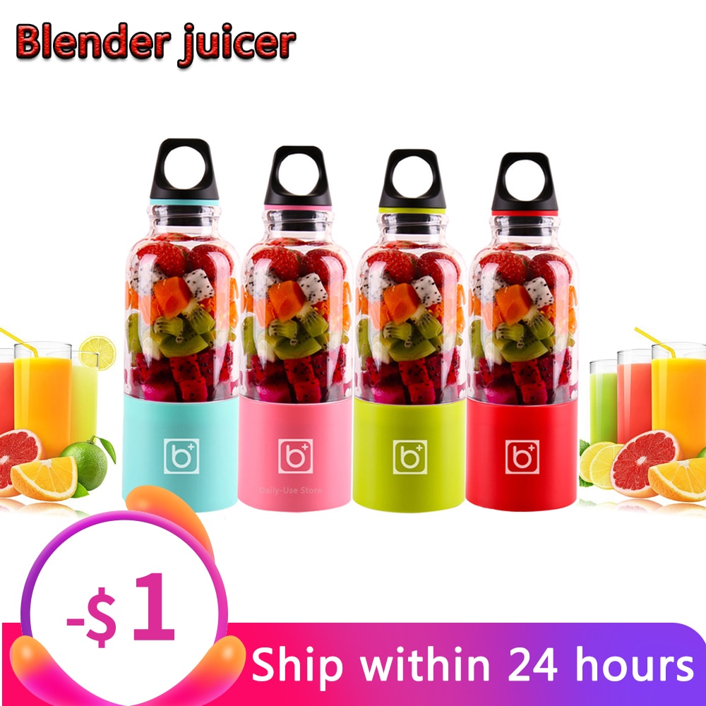 500ml 4- blads bærbar blender juicer maskine mixer elektrisk mini usb foodprocessor juicer smoothie blender kop maker juice