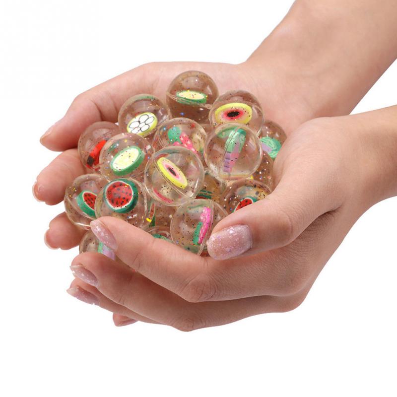 100 stuks/set speelgoedbal voor kinderen, gemengde stuiterbal, stevige drijvende fruit stuiterende kind elastische rubberen bal flipperkast stuiterspeelgoed
