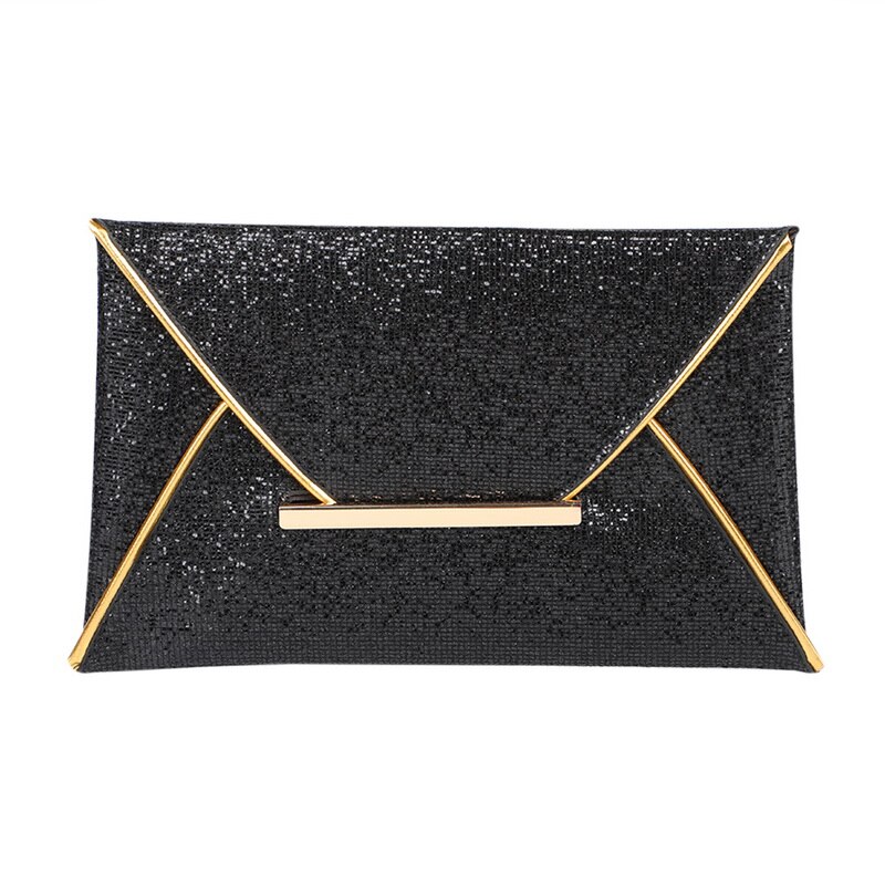 Jodimitty Vrouwen Avond Clutch Tassen Pouch Pailletten Envelop Zwarte Handtas Party Bag Solid Wedding Dag Koppelingen Make-Up Tas: Black 1