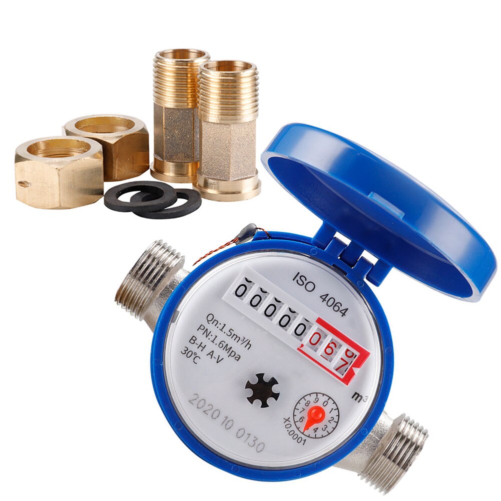 Cold Water Flow Meter 15mm 1/2" Garden Home Plastic Cold Water Meter Single Water Flow Dry Table Measuring Tools For Garden Home
