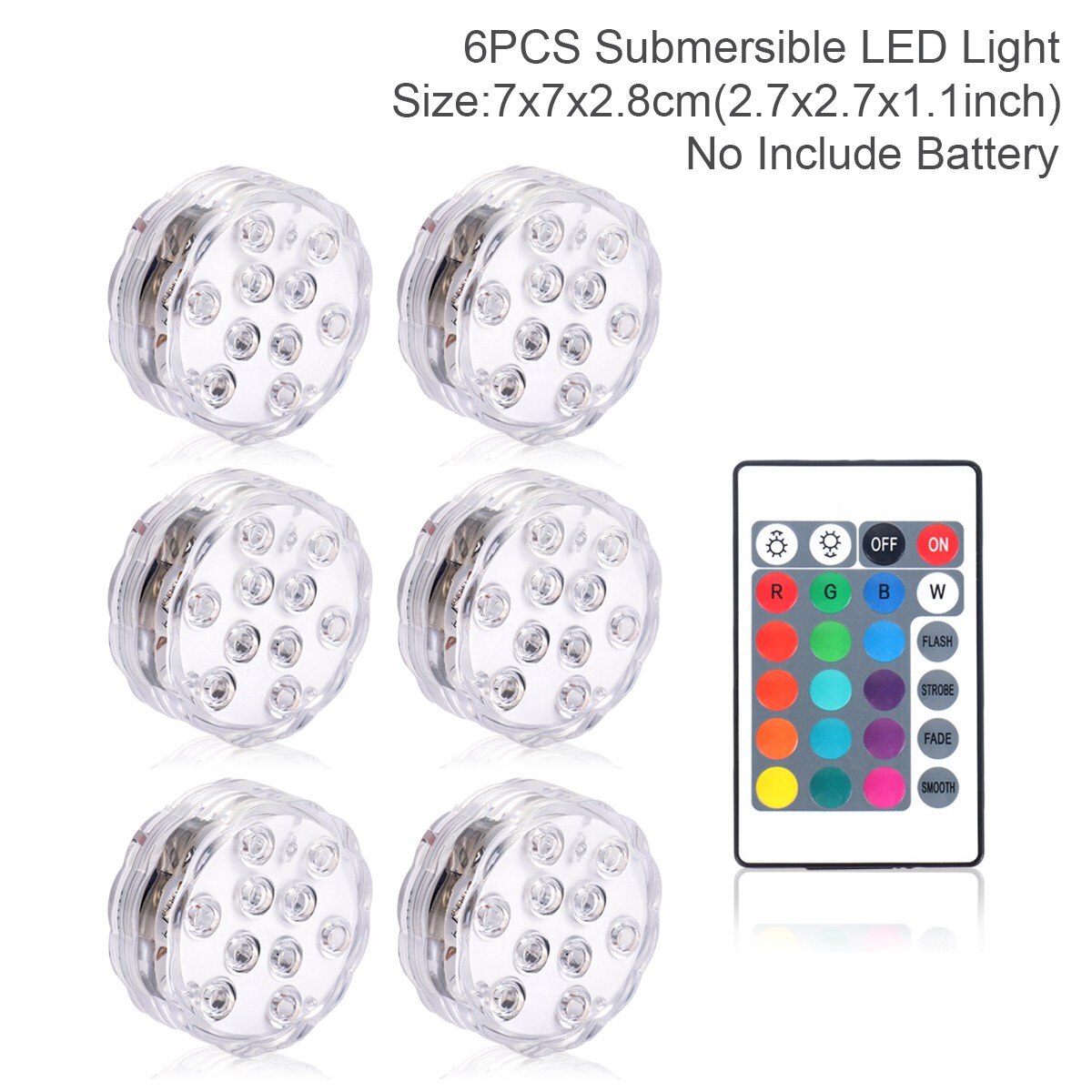 10 Led Remote Controlled Rgb Submersible Licht Waterdicht Vissen Onderwater Lamp Outdoor Zwembad Vijver Verlichting: 6 Lights
