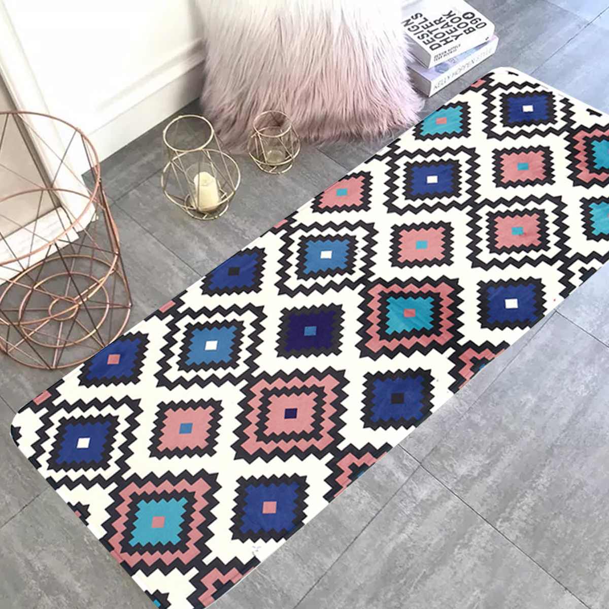 5pcs 1:12 Miniature Carpet, Floral Print Vintage Woven Rugs, Miniature Welcome Floor Blanket, Doll House Furniture Decor