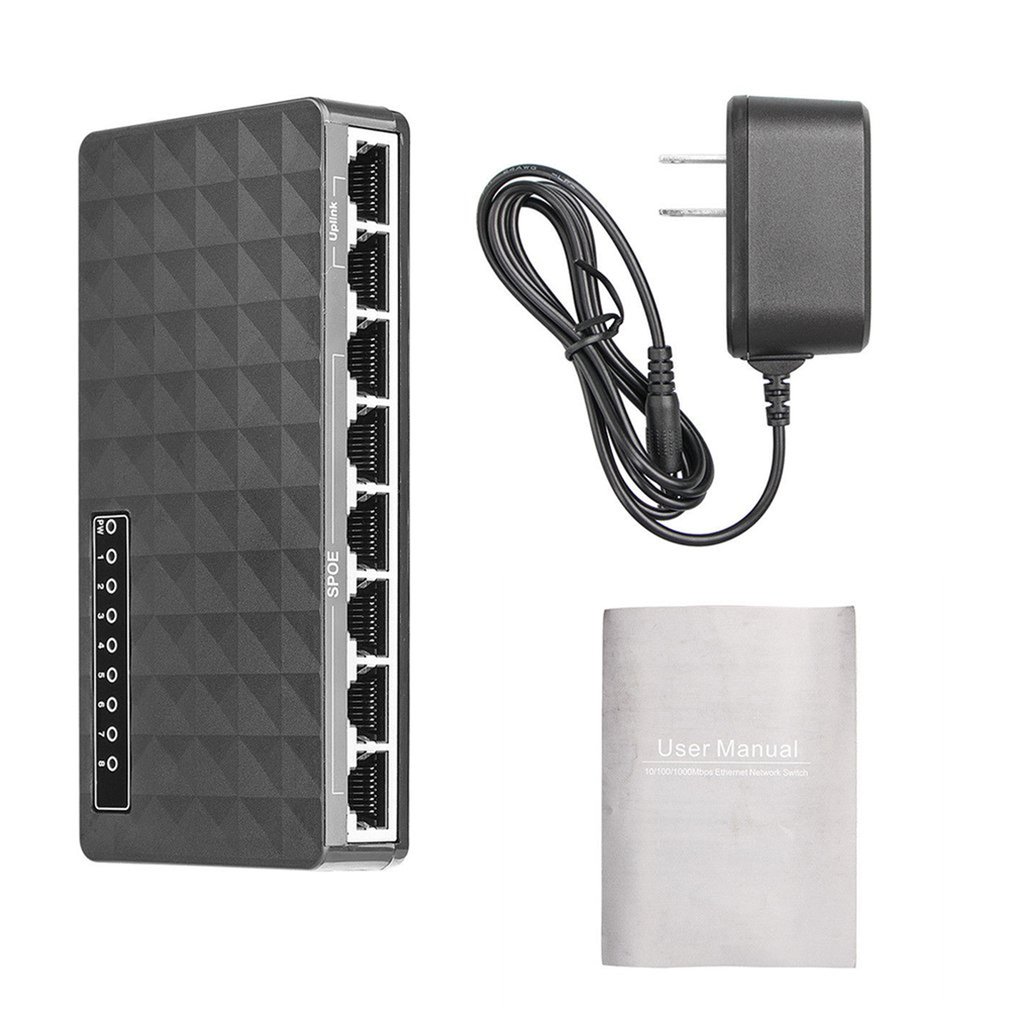 Mini LAN POE Ethernet Network Desktop Switch 8 Port 10/100Mbps Fast Hub Network Switch Hub Adapter High Performance
