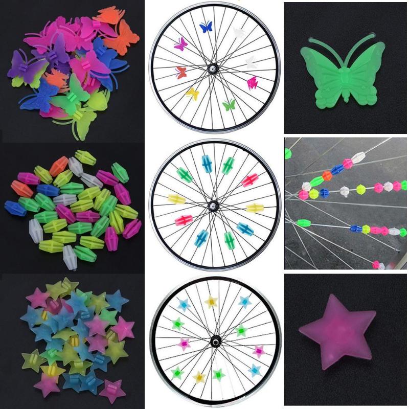 1 tasche Kunststoff Bunte Fahrrad Zyklus Rad Speichen Perlen Kreative freundlicher Fahrrad Rad Dekoration Zubehör