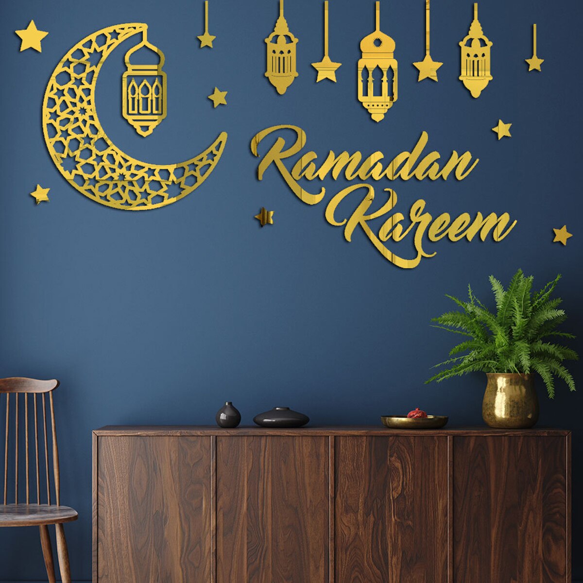 Ramadan vindue klistermærke eid mubarak indretning lanterne mønster ramadan dekoration til hjemmet kareem islamisk muslim islam al adha