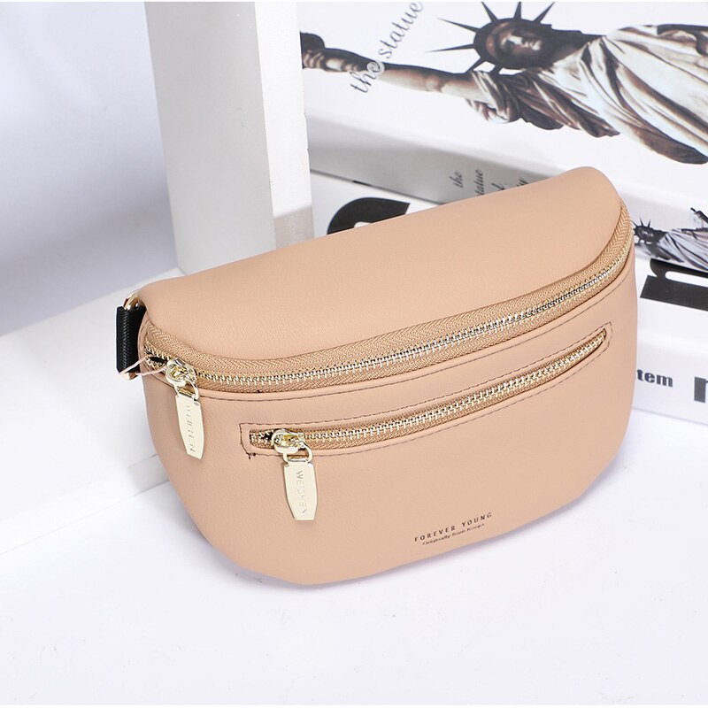 Women Fanny Pack Multi-function Waist &amp; Chest Bag Ladies Belt Crossbody Shoulder Bags Bum Pochete Sac Banana Female Waist Pack: Kahki