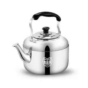 Roestvrijstalen ketel met grote capaciteit, fluitend, gas, gasinductiekookplaat, theepot, waterkoker, metalen theeketel, kampeerkeuken: 4l