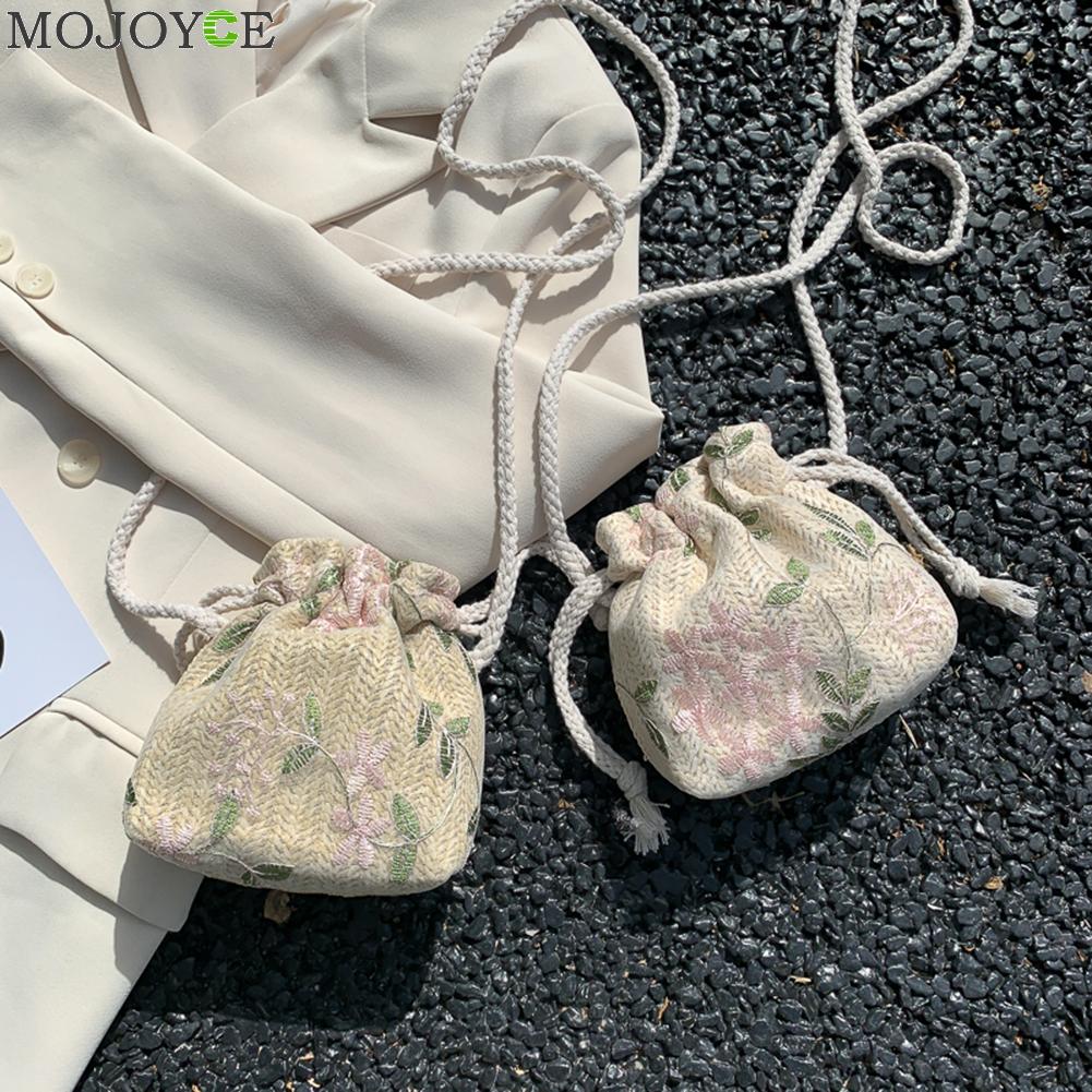 Håndlavede halmvævede bucket tasker strand crossbody tasker vævede indkøbstasker rattan kvinder sommer strand rejse skuldertasker