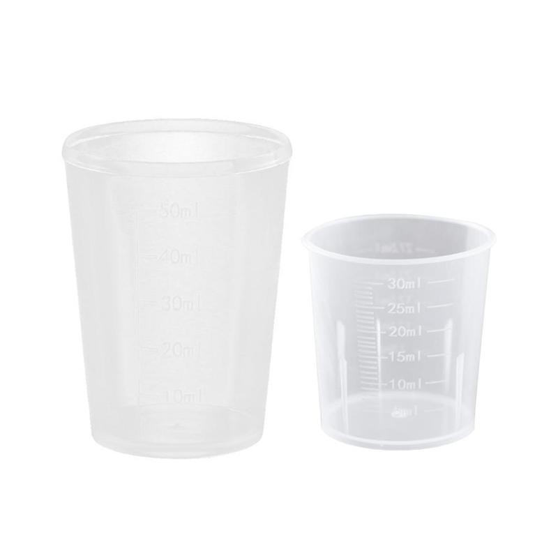 10 Stks/set 30/50 Ml Plastic Maatbekers Meten Cilinder Keuken Transparant Met Schaal Cup