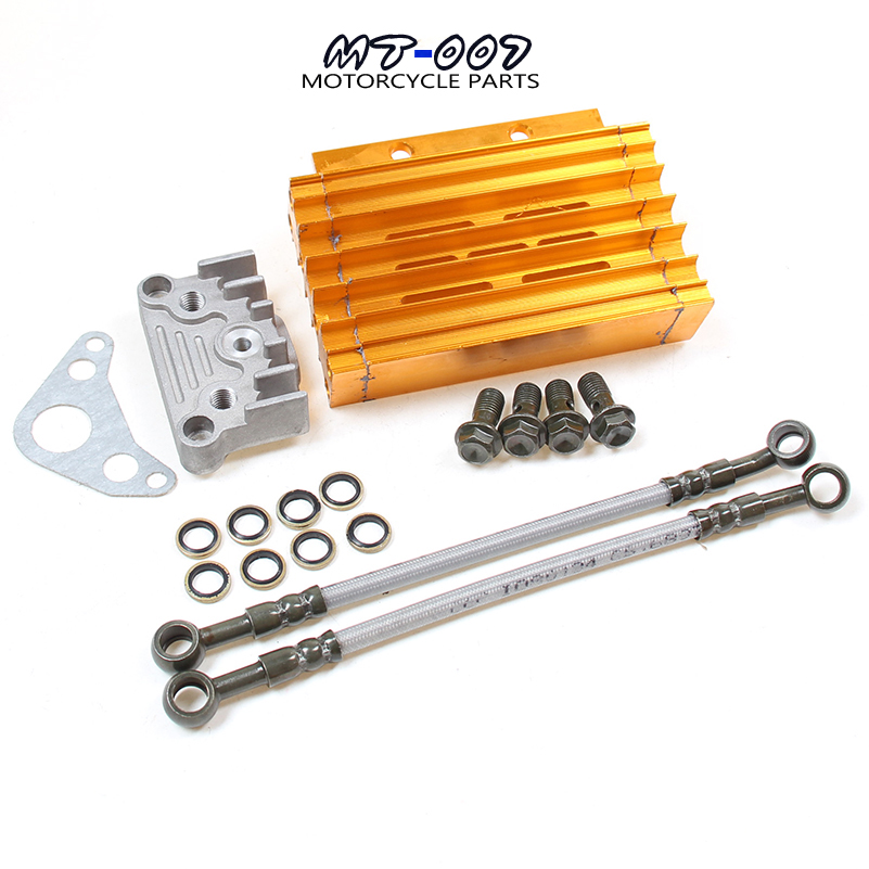 CNC Oil Cooler Kit Radiator Aluminium Adapter Engine Cylinder Cover For ATV Pit Dirt Bike Motocross Motocycle 50CC-125CC