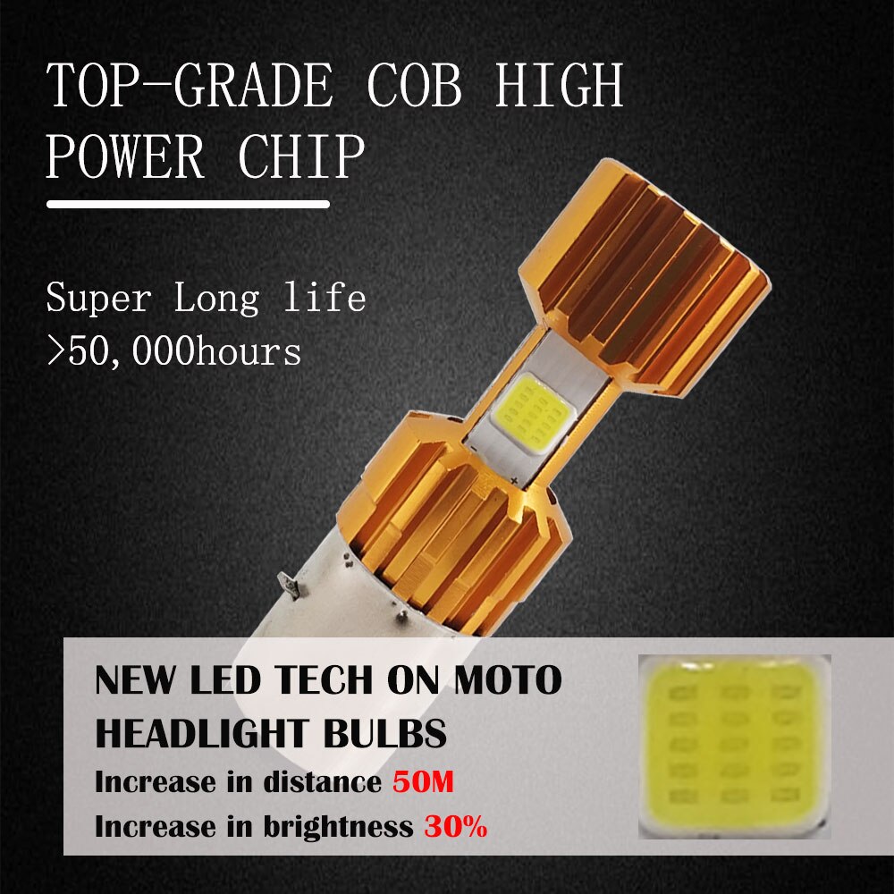 1Pcs BA20D H6 H4 Lampen Motorfiets Koplamp Hi Lo Beam Moto Led Motor Scooter Atv Cob Koplamp 6000K wit 12V 1200LM