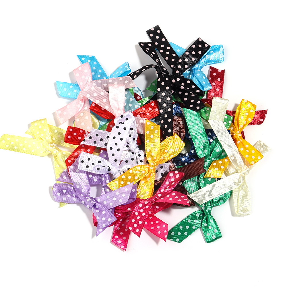 50 teile/los Farbe Polka Punkt Bogen Band Gebunden BöGen für Kleidung Party Dekoration DIY Haarnadel Handwerk Zubehör Materialien: Laserlicht