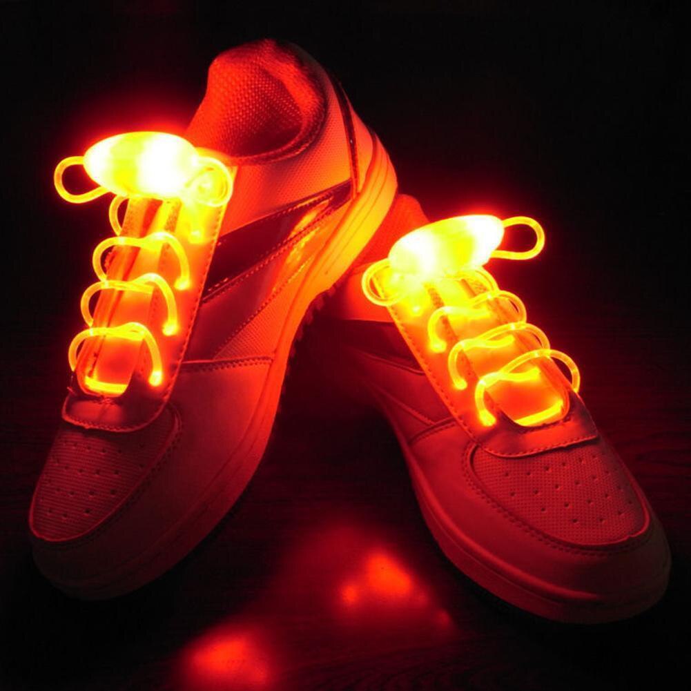 Tira de zapatos con luces LED para decoración de discoteca, tira luminosa con Flash redondo de colores, sin cordones, para perezosos: Rojo