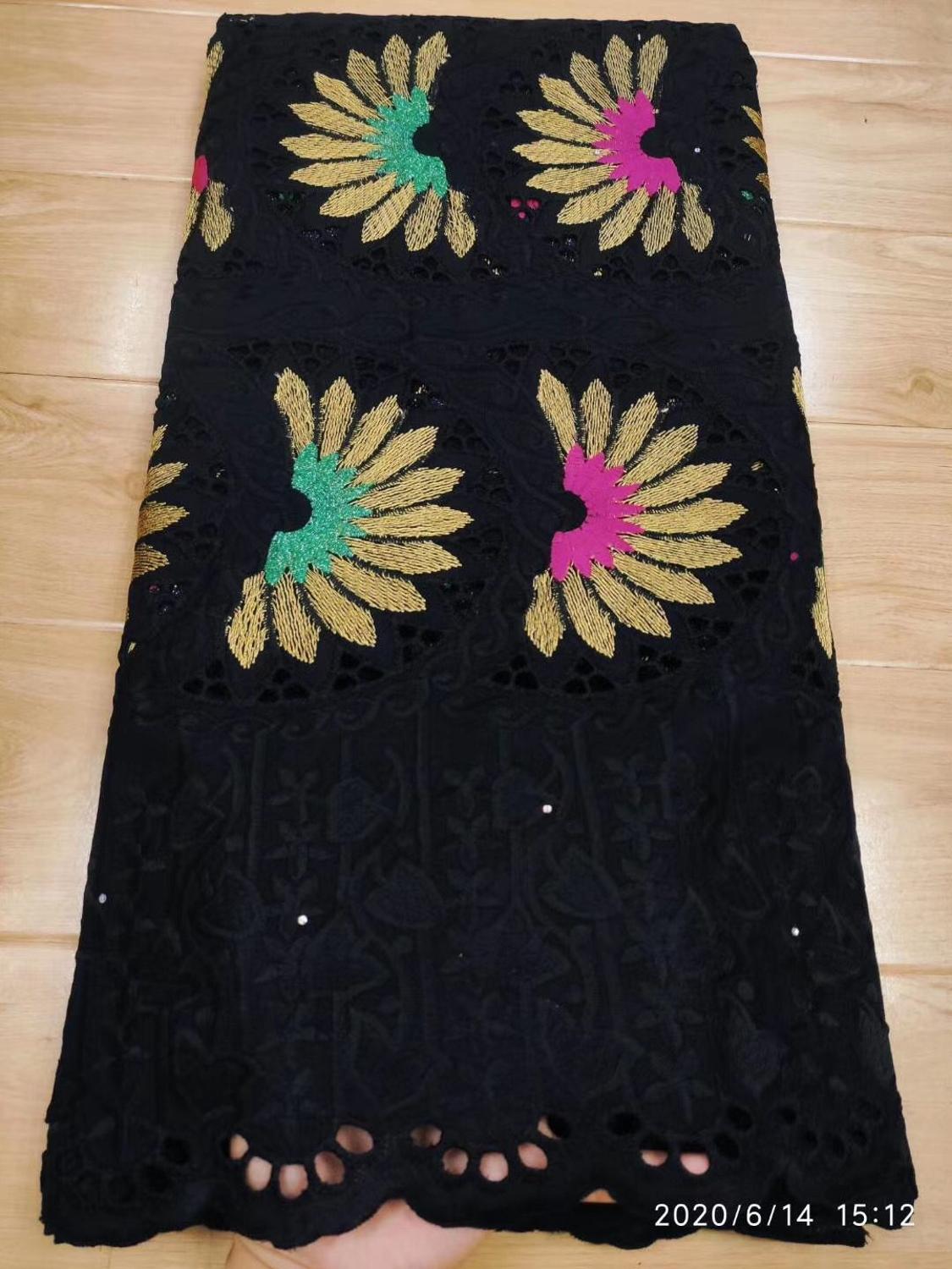 Tela de encaje suizo de 5 yardas, tejido de algodón de estilo africano, estilo Dubái popular de encaje de gasa suiza, bordado con cuentas pesadas,: 7