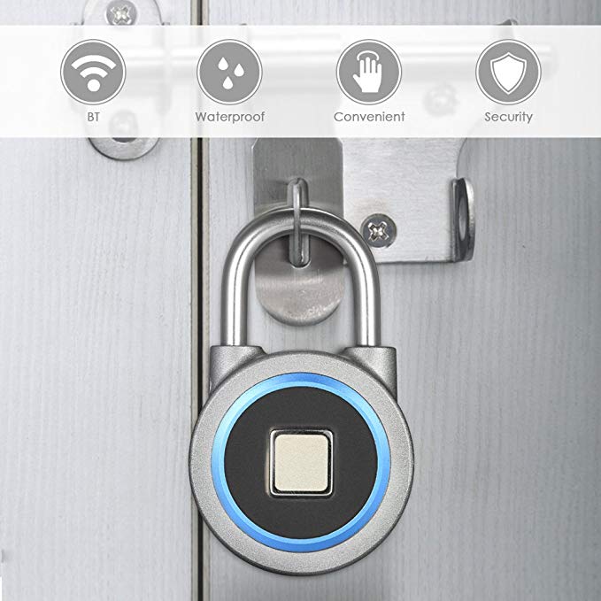 Fingerprint Padlock Bluetooth Keyless Biometric Lock Waterproof USB Charge Lock for Android IOS System