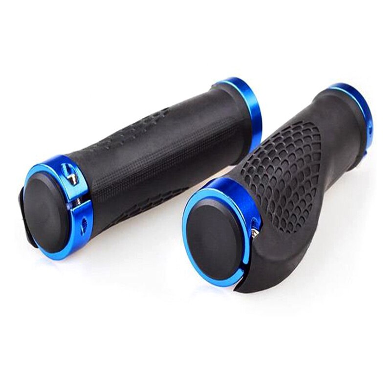2pcs Ergonomic MTB Road Bicycle Grips Cycling Skid-Proof Grips Anti-Skid Rubber Mountain Bike Lock On Bicycle Handlebars: blue