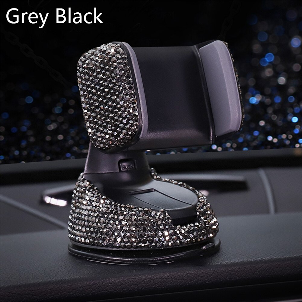 Support de téléphone universel pour voiture, décoration diamant en cristal, support de téléphone portable non magnétique pour iphone xs max xiaomi: Gris noir