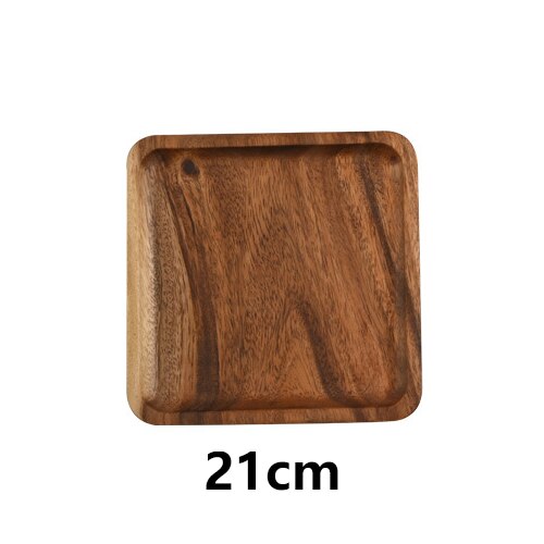 Firkantet rektangel træpande tallerken frugtfade underkop tebakker dessert middag brød træ tallerkener: 21 x 21cm