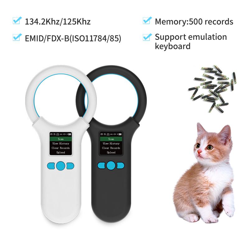 Lecteur RFID pour animaux 134.2KHz 125kHz, Scanner de micropuces pour animaux de compagnie, chat, chien, puce en verre FDX-B, USB/Bluetooth/2.4G, lecteur d'étiquettes pour animaux
