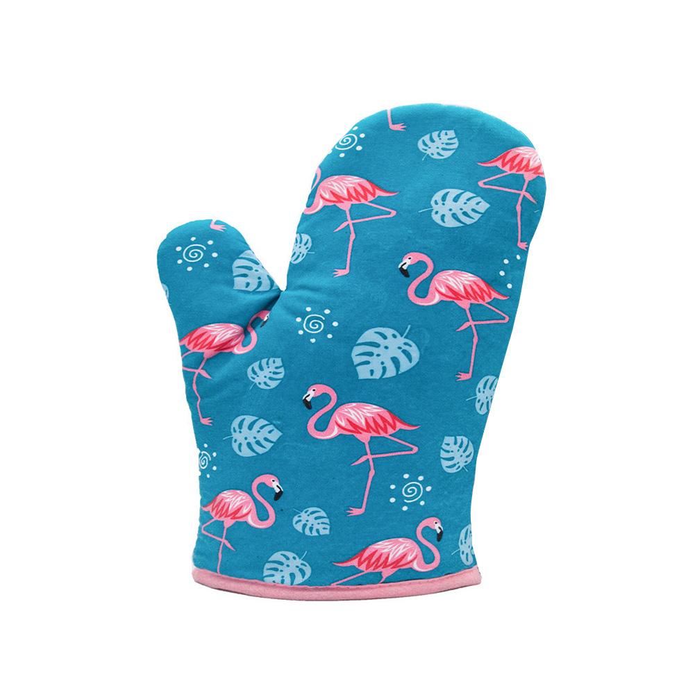 Cotton Flamingo Kitchen Pad Cooking Microwave Baking BBQ Oven Potholders Oven Mitts Kitchen Gloves: Blue