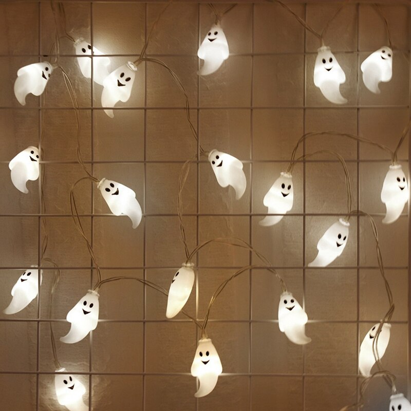 LED Halloween White Ghost Light String Ghost Halloween Decoration Light String 2 Horror Atmosphere Lights