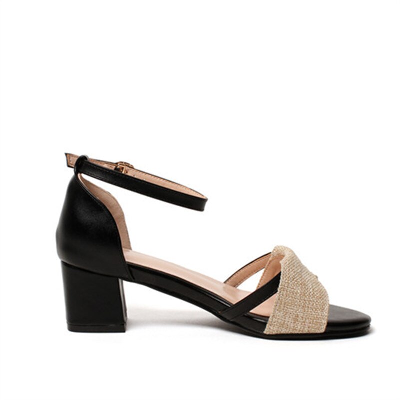 MORAZORA grande taille 33-43 femmes sandales talons épais bout carré couleurs mélangées chaussures de fête été noir beige chaussures femme