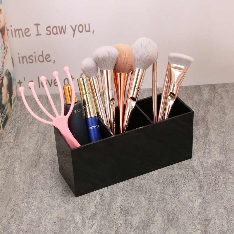Pinceles de acrílico para maquillaje, caja organizadora con 3 ranuras para agrandar, soporte de lápiz labial, joyero, organizador de maquillaje