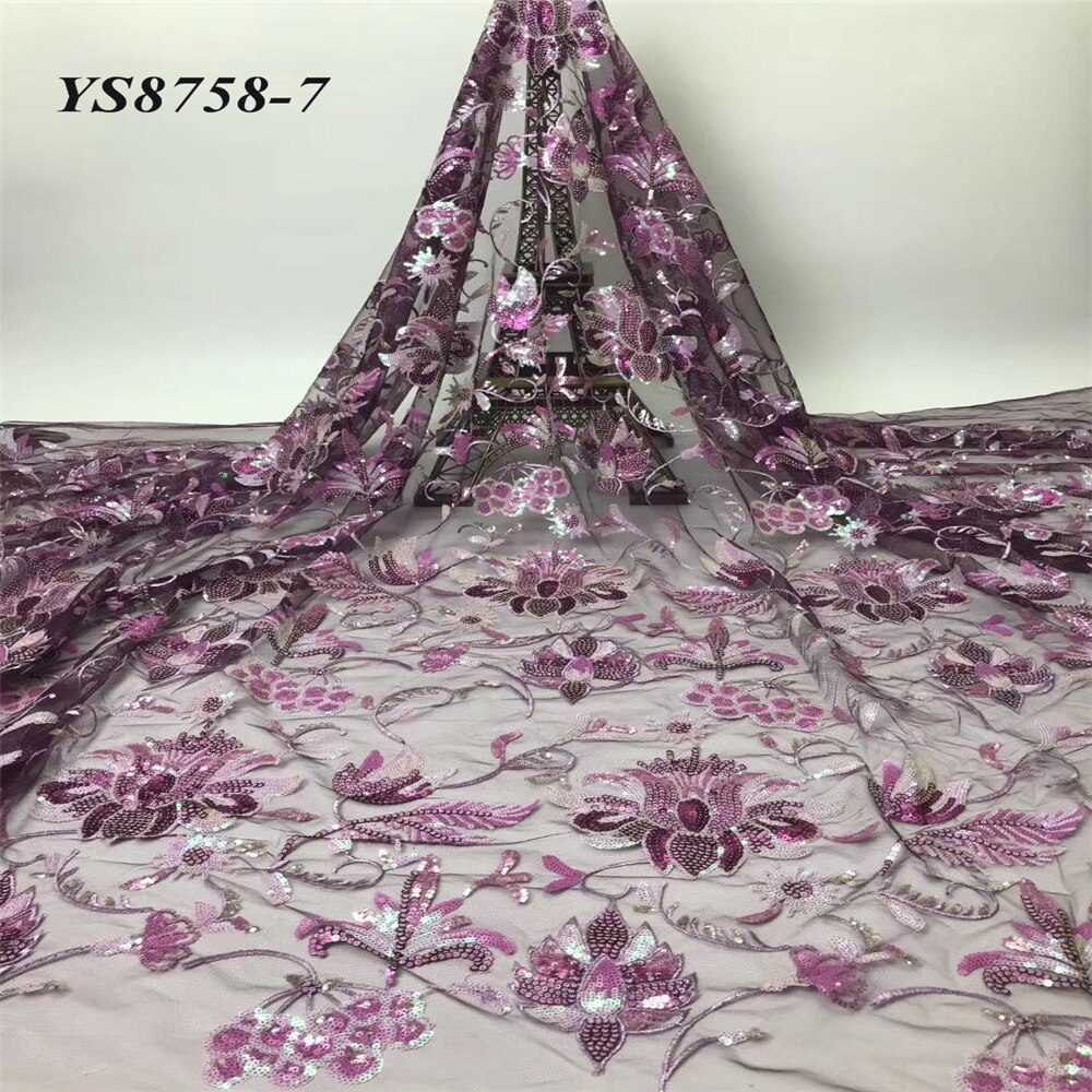 Europeu e americano estilo romântico novo lantejoulas bordado gaze transparente brilho design vestido de casamento 5 metros pano