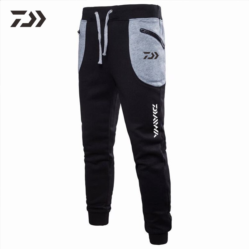 Lente Herfst Winter Daiwa Vissen Broek Kleding Mannen Patchwork Sport Katoen Ongedwongen Outdoor Joggingbroek Slim Fit Vissen Broek: Black / l