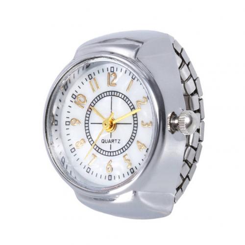 Mini par ure til kvinder mænd ring ur rund urskive arabiske tal analoge kvarts ring ure damer finger ring ur: Sølv
