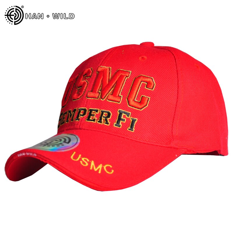 Tennis Cap Baseball Caps Multicolor Men Women Visor Hat Adjustable Nylon Fastener Tape Casual Sports Hats Hunting Caps Marine: USMC-red