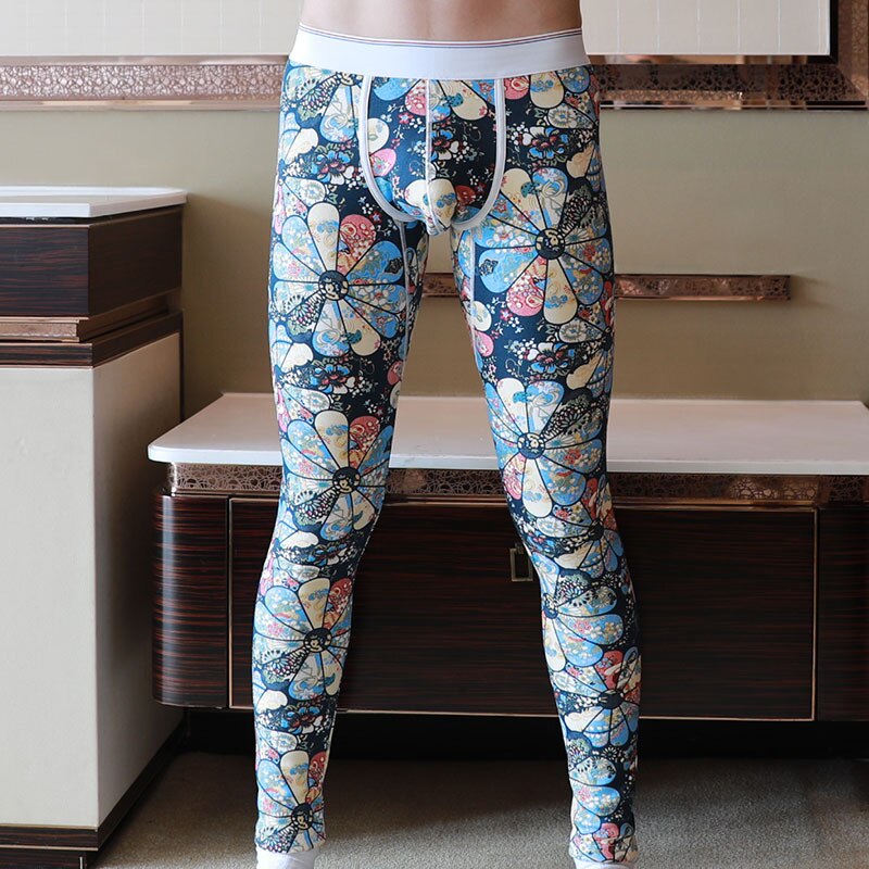 Soutong Winter Warm Men Long Johns Thermal Underwear Bottoms Printed Soft Cotton Thermo Thick Plus Velet Man Thermo Pants: C / M