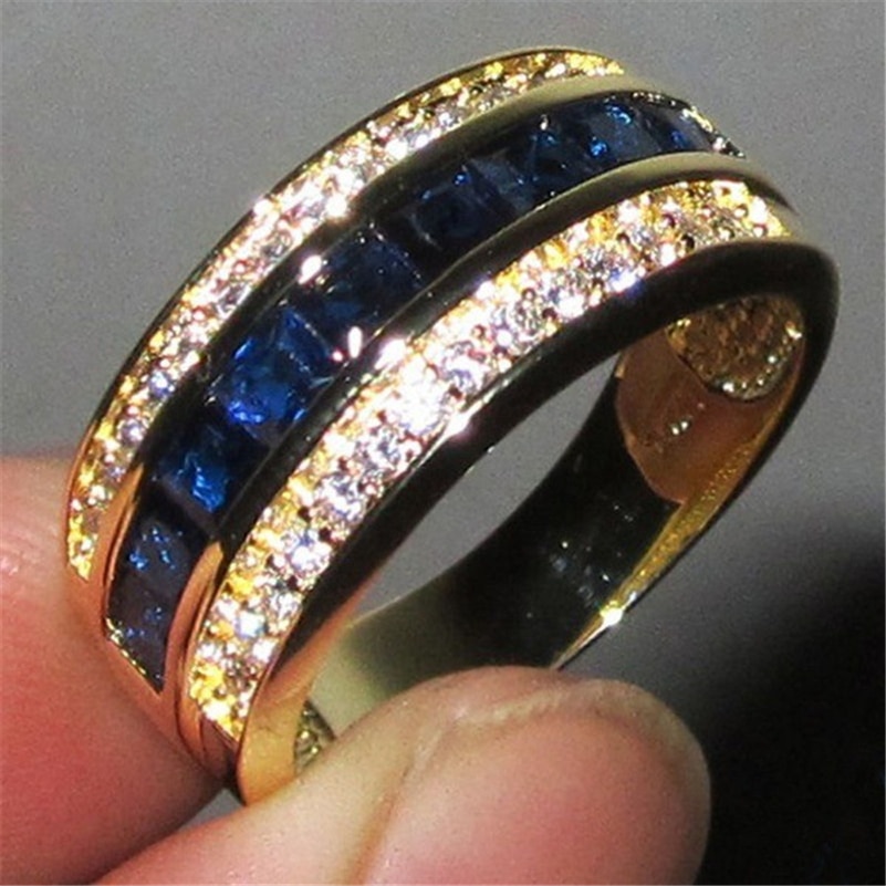 Voller Diamanten Saphir Ring für frauen 18k Gold Bague oder Jaune Bizuteria für Schmuck Anillos Männer Edelstein anel schmuck Gold Ring