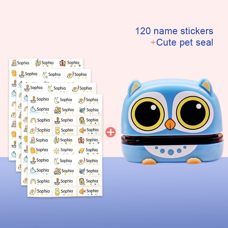 Sellos bonitos de dibujos animados para niños y estudiantes, tela lavada de gran tamaño sin decoloración y sellos textiles.: owl shell and gife