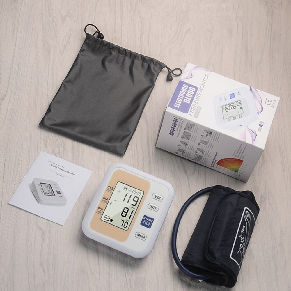 Portable Automatic Upper Arm Blood Pressure Monitor pressao Cuff Tonometer Arm Sphygmomanometer Tensiometer Bp Heart Rate Meter: Style 1