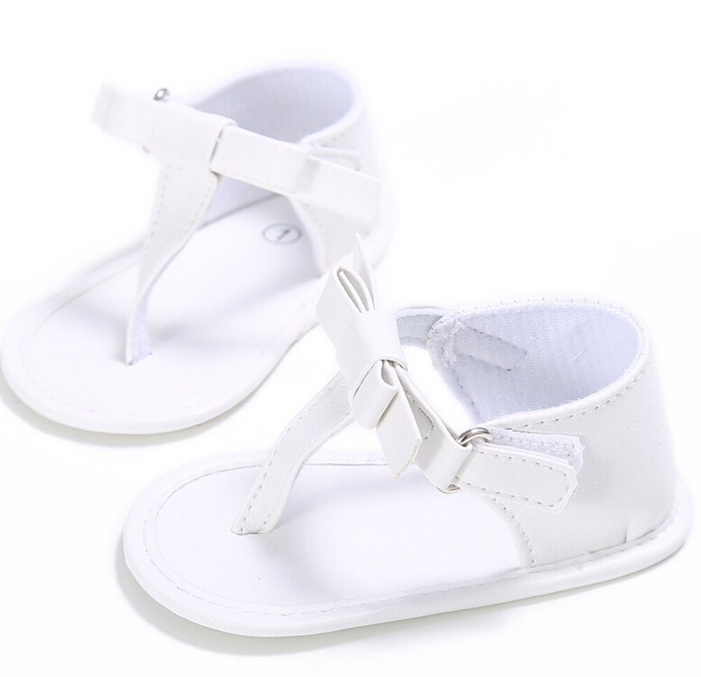 sommer Baby Mädchen Schuhe Flip-Flops Bowknot Weiche Baby Sandalen Schuhe 4 Farben Für Baby 0-18Months: WHITE / 13-18 Monate