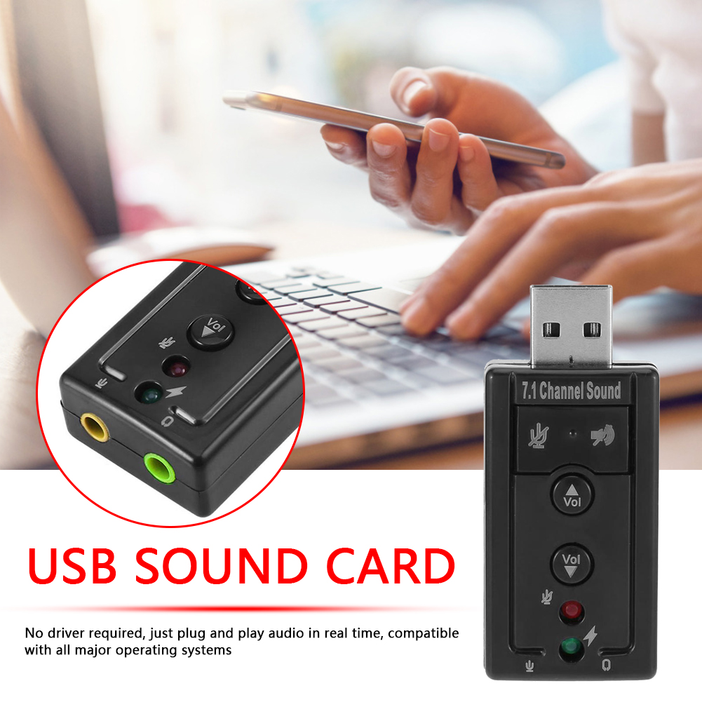 Lightweight 7.1 USB Stereo Audio Adapter External Sound Card for Windows XP/2000/Vista/7 3D USB Audio Adapter for PC and Laptop