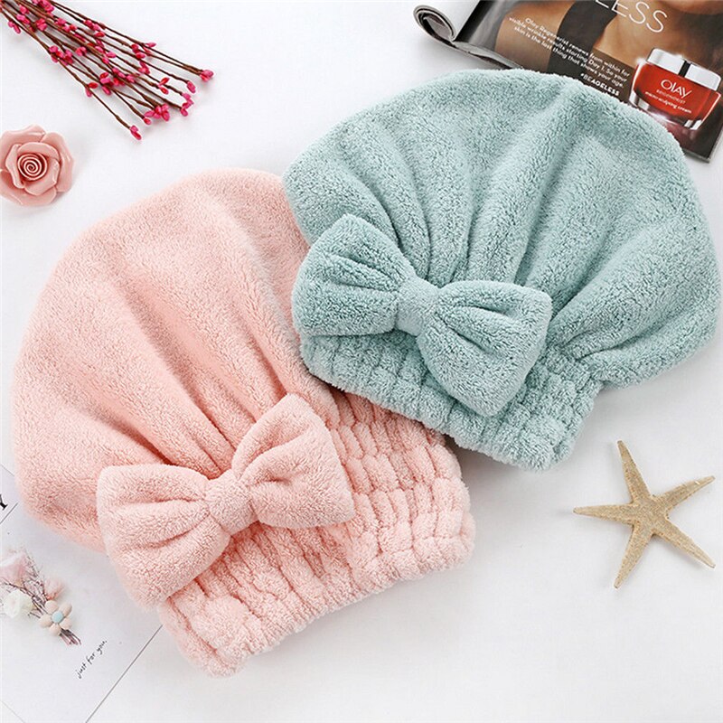 Frauen Komfort Schlecht Kappe Handtuch Turban wickeln Haar Trocknen Handtuch Hütte Kopf Abdeckung Spa Dusche Turban